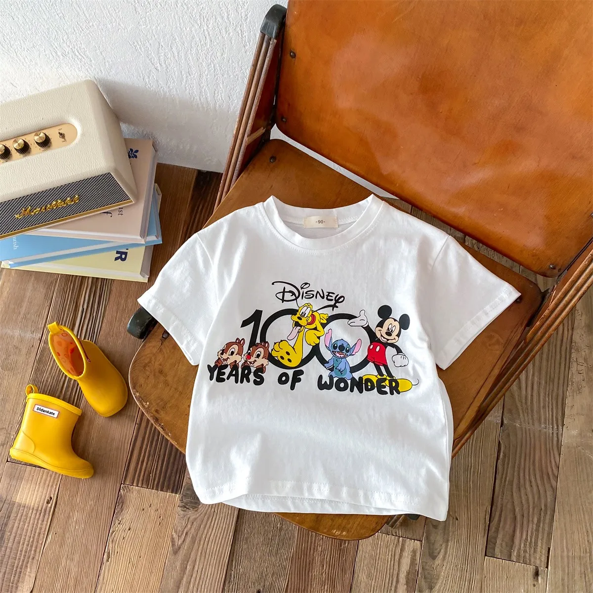 Printed cartoon Mickey Mouse fashion short sleeved Children's Fashion Top Cool and loose fitting round neck T-shirt 4