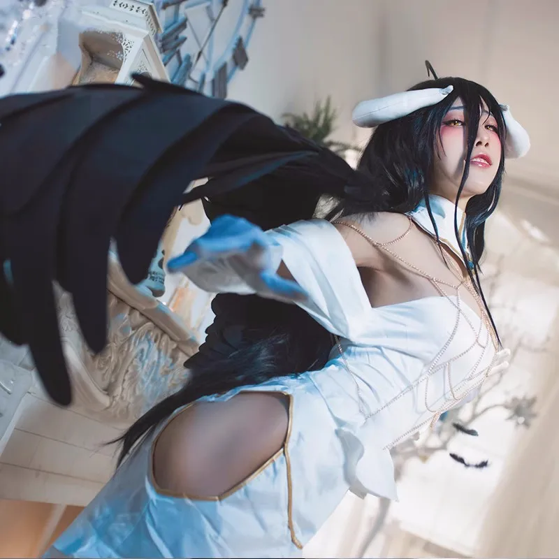 

Anime Overlord Albedo Cosplay Costume Halloween Christmas Costume Cos Women White Dress Overlord Albedo Cosplay