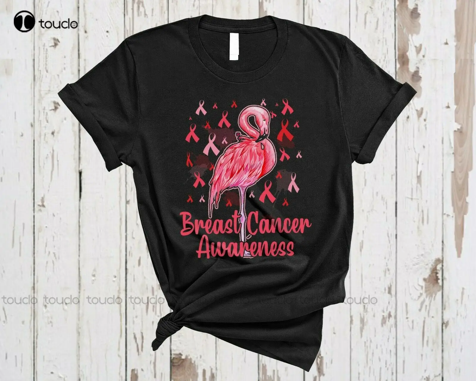 T-Shirt pour homme et adolescent, impression de Cancer du sein, ruban rose, flamant  rose, amoureux, personnalisé, unisexe, Xxs-5Xl