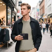 Card Holder Money Bag Wallet Male Men's Coin Purse Wallet RFID Anti-theft Man Leather Wallet Zipper Business 5