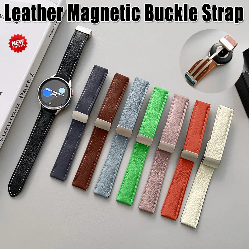 Cinturino Con Fibbia Magnetica In Pelle Da 20Mm 22Mm Per Cinturino Samsung Watch5 Pro Per Galaxy Watch5 40Mm 44Mm Watch4 Classic 46Mm 45Mm