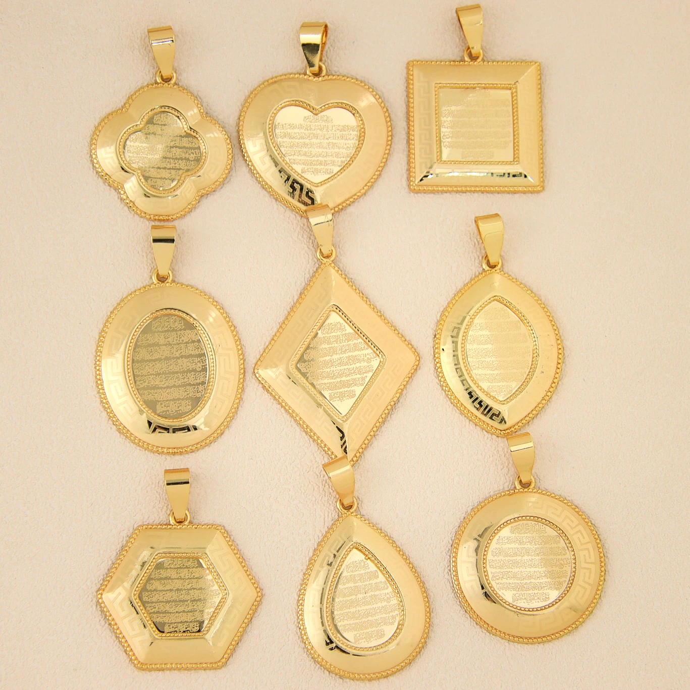 Роскошные кулоны в исламском стиле золотого цвета, позолоченные 18 карат, Арабская мода, уникальное ожерелье, кулон для женщин и мужчин, Винтажные Ювелирные Изделия