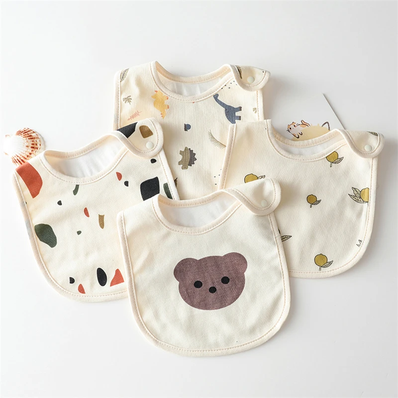 INS Style Infant Baby 100% Cotton Bibs Waterproof Cartoon Bib Burp Cloth Newborn Boy Girl Feeding Bibs Saliva Towel 2