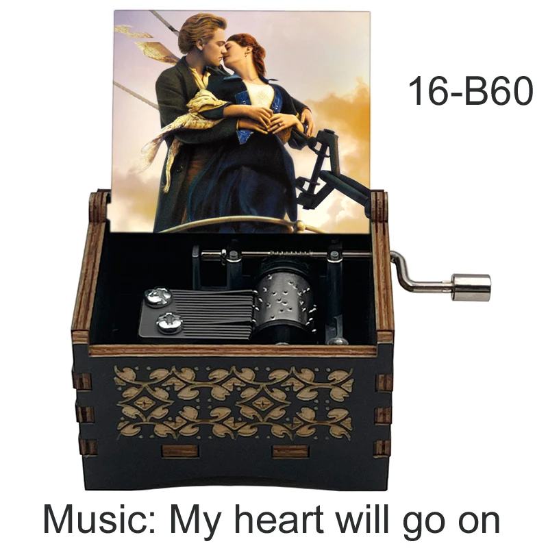 Titanic Movie Black Wooden Music Box, 18 Notes My Heart Will Go On Love Musical, Romantic Wife Girlfriend Birthday Gift Souvenir 3