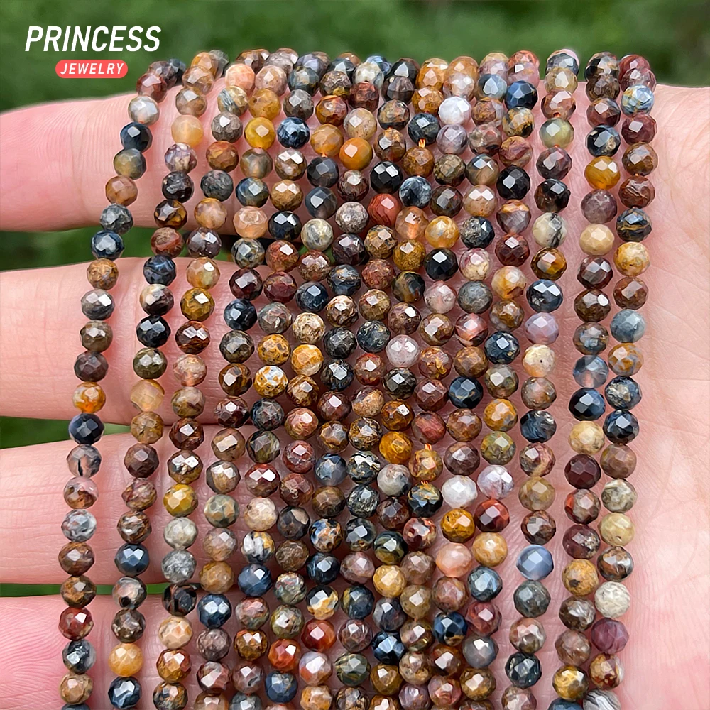 A+ Natural Namibia Pietersite 4mm Faceted Beads for Jewelry Making DIY Bracelet Necklace Accessories, Petrified Wood 5