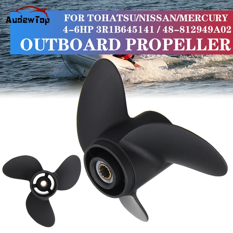 

7.8 x 7 Aluminum Alloy Marine Outboard Propeller For Tohatsu Nissan Mercury 4-6HP Boat Propeller 3R1B645141 / 48-812949A02