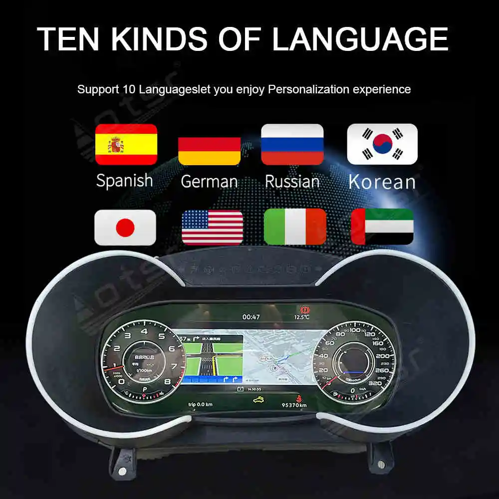디지털 계기판 가상 조종석 디지털 대시보드 아우디 TT 2008-2014 고해상도 LCD 게이지 업그레이드 액세서리