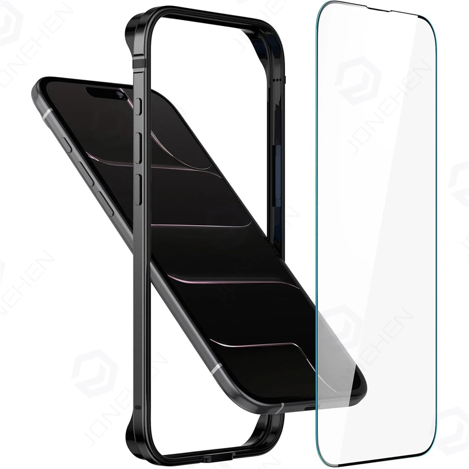 Enhanced Hybrid Silicone and Aluminum Protective Phone Case with HD Screen Protector