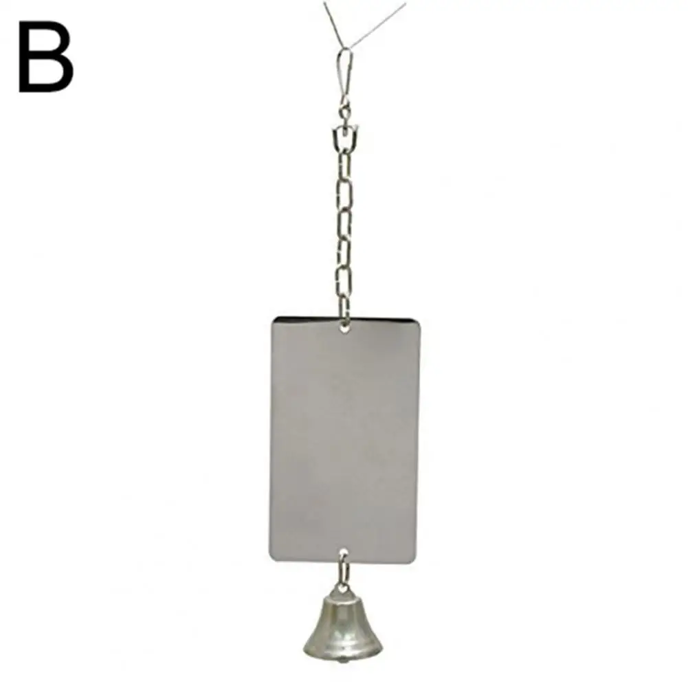 Bird Toy Mirror Bell Portable Acrylic Play Toy Cage Decoration Pet Mirror for Pet