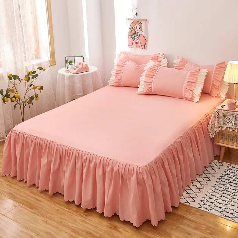 1pc Bed Skirt Four Corners With Elastic Single/Queen/King Size 침대커버킹사이즈 Full-Size Bed Skirt (Without Pillowcase)