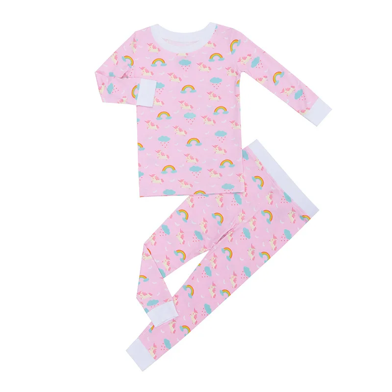 

Пижама с мультяшным единорогом и радужным принтом для новорожденных девочек 2024, удобный топ и штаны, Одежда для младенцев, комбинезон с длинным рукавом и молнией