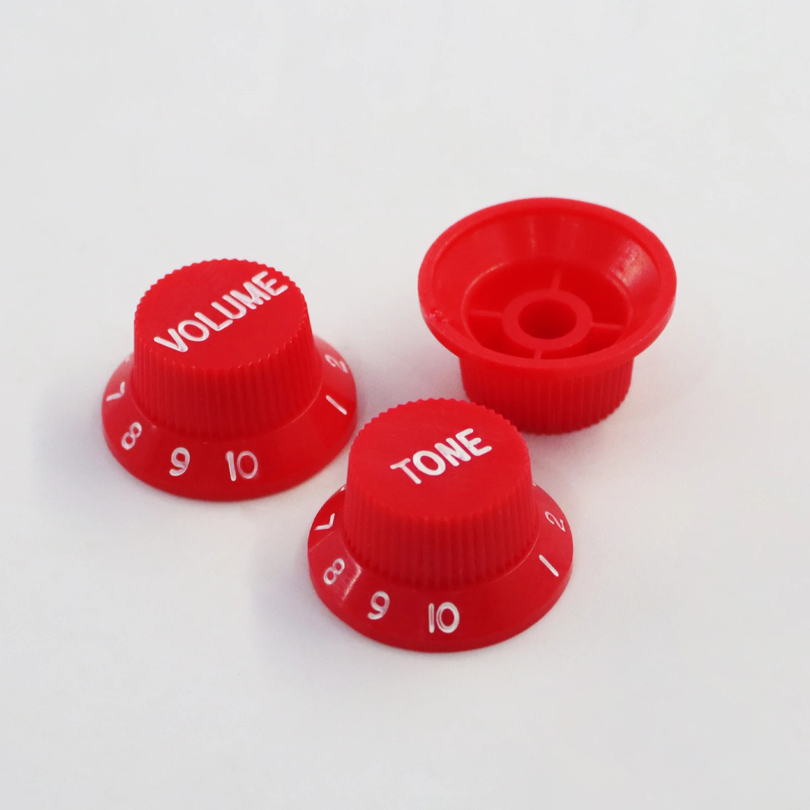 Phrilam Speed Control Knobs 1 Volume 2 Tone Gitarrenknopf-Set, passend für FD St Style E-Gitarre, 18 Splines, Creme/Schwarz/Weiß/Rot – Detail 1