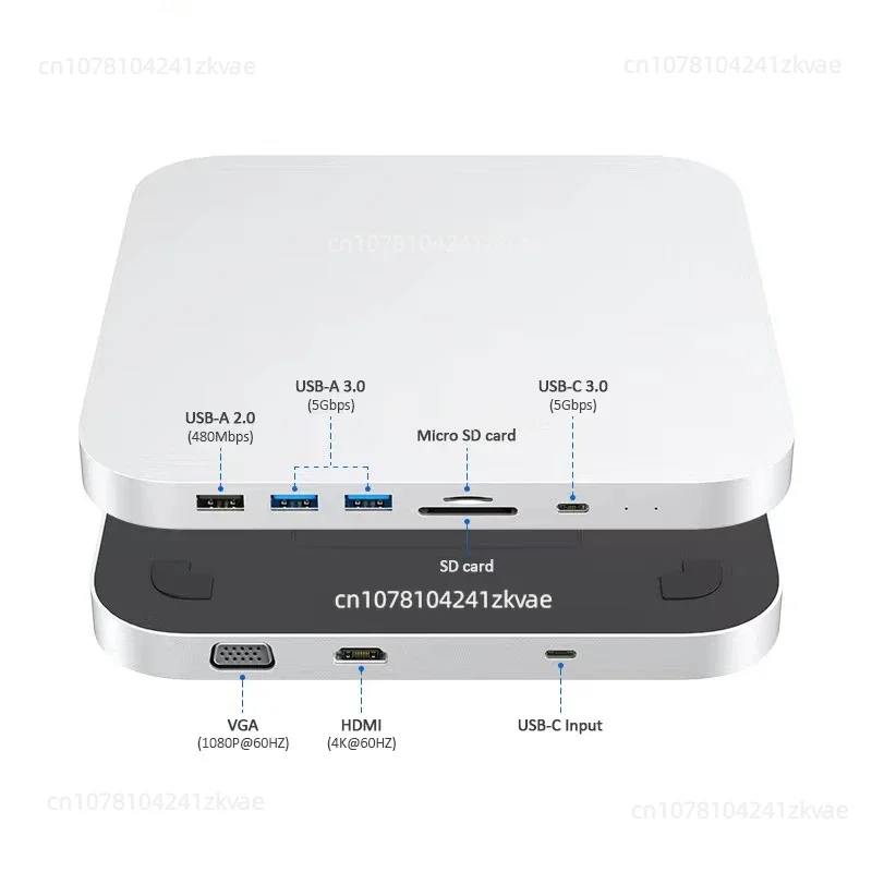 HDMI 도킹 스테이션 C타입 USB 3.0 허브, Mac Mini Colorii MC25 Pro Max HDD 하드 드라이브 인클로저, 4K, 8 in 1