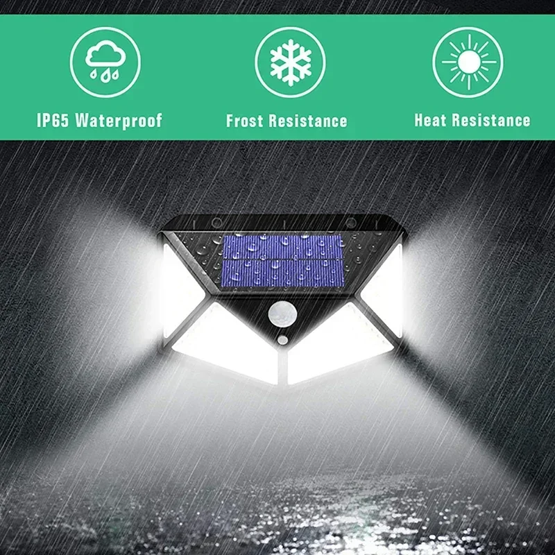 Solar Lamp Solar Wall Light Wall Light 100 LED Solar Wall Lights Outdoor Solar Lamp Waterproof Motion Sensor Powered Sunlight Street Lantern for Garden Decoration