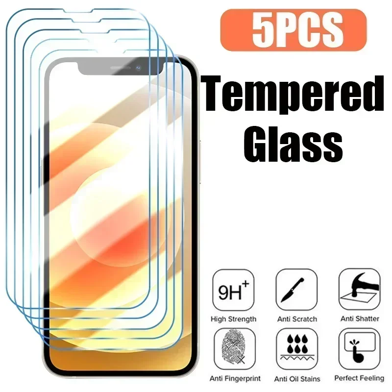 

5 шт. Защитное стекло для iPhone 14 13 12 11 Pro Max Mini, Защита экрана для iPhone 14 8 7 6 6S Plus X XR XS Max SE 2020, стекло