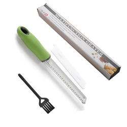 Stainless Steel Wire Grater with Anti-Slip Handle - Versatile Kitchen Gadget for Cheese, Chocolate, Lemon, and Garlic (Green A)