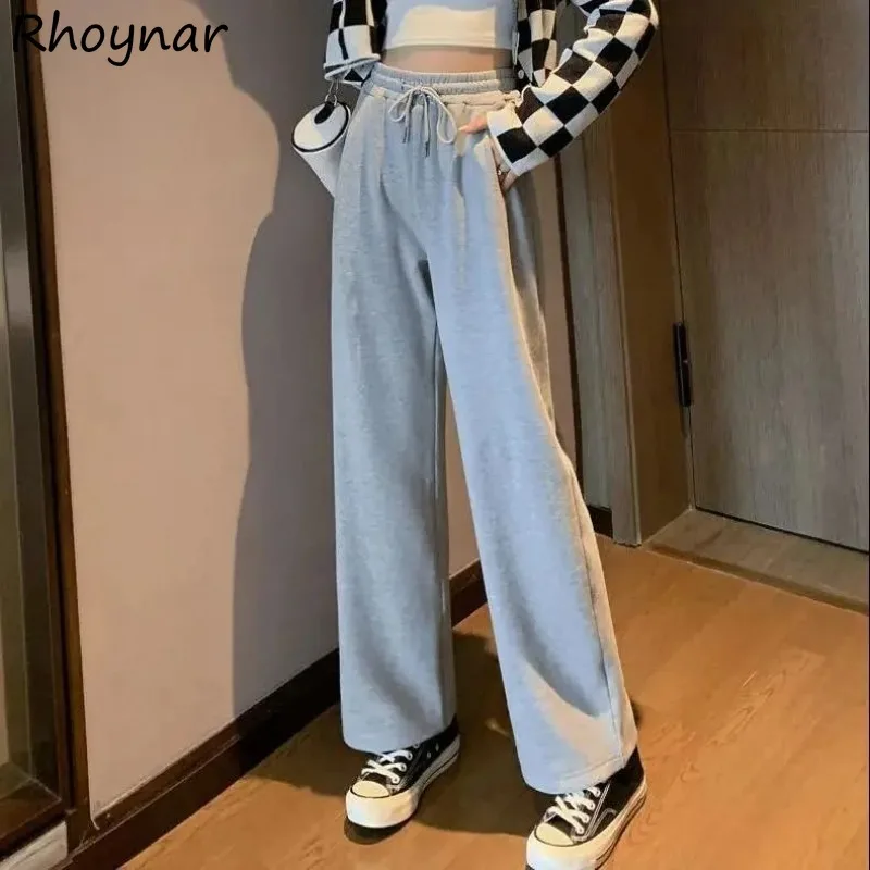 

Wide Leg Pants Women High Waist Pure Color All-match Chic Trouser Korean Student Teens Fashion Clothing Jogger Sporty Pantalones