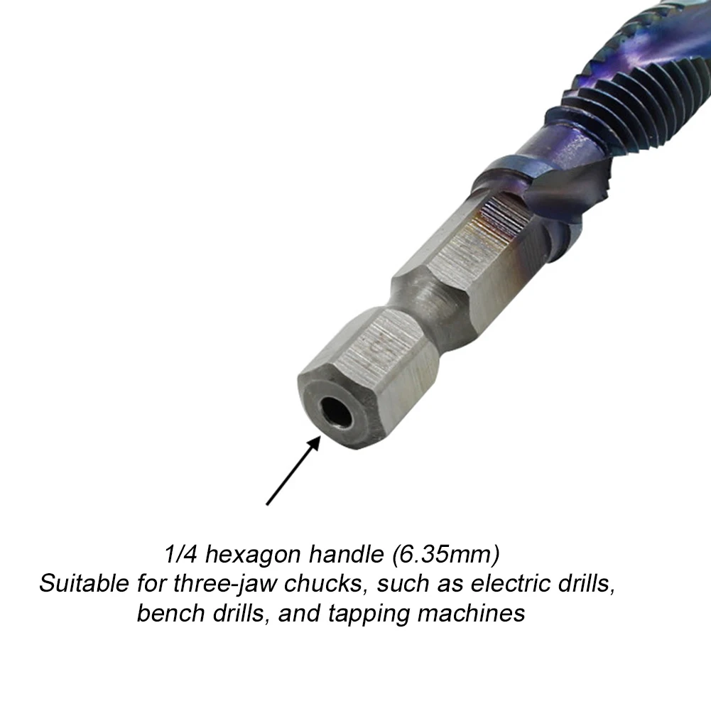 Hexagon Shank Blue Short Composite Tap 6pc Drilling and Tapping Integrated Tap Machine Hole Chamfering Tool Set drill bit set,drill and tap set,drill bits,drill bit