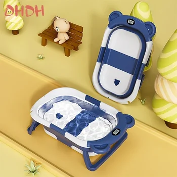Vasca da bagno per neonato Vasca da bagno per uso domestico Vasca da bagno per bambini Grande pieghevole Facile da riporre Vasca da bagno a temperatura in tempo reale Prodotti per bambini