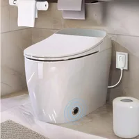 Heated Seat Smart Toilet 1 Piece Toilet Automatic Flush Tank Less Toilet Without Bidet, with Foot Sensor Flush White Night Light 1