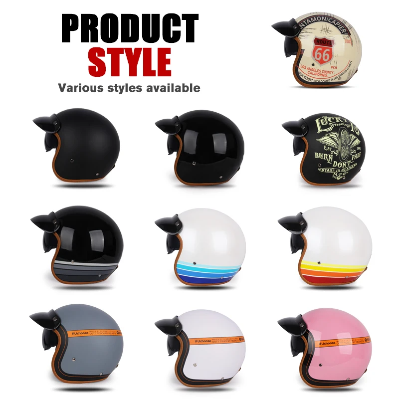 Uchoose 3/4 Retro Open Face Motorcycle Helmet 2