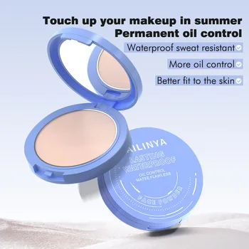 OUHOE Setting Makeup Pressed Powder Waterproof Oil Control Concealer Full Coverage Lasting Brighten Skin Tone Makeup