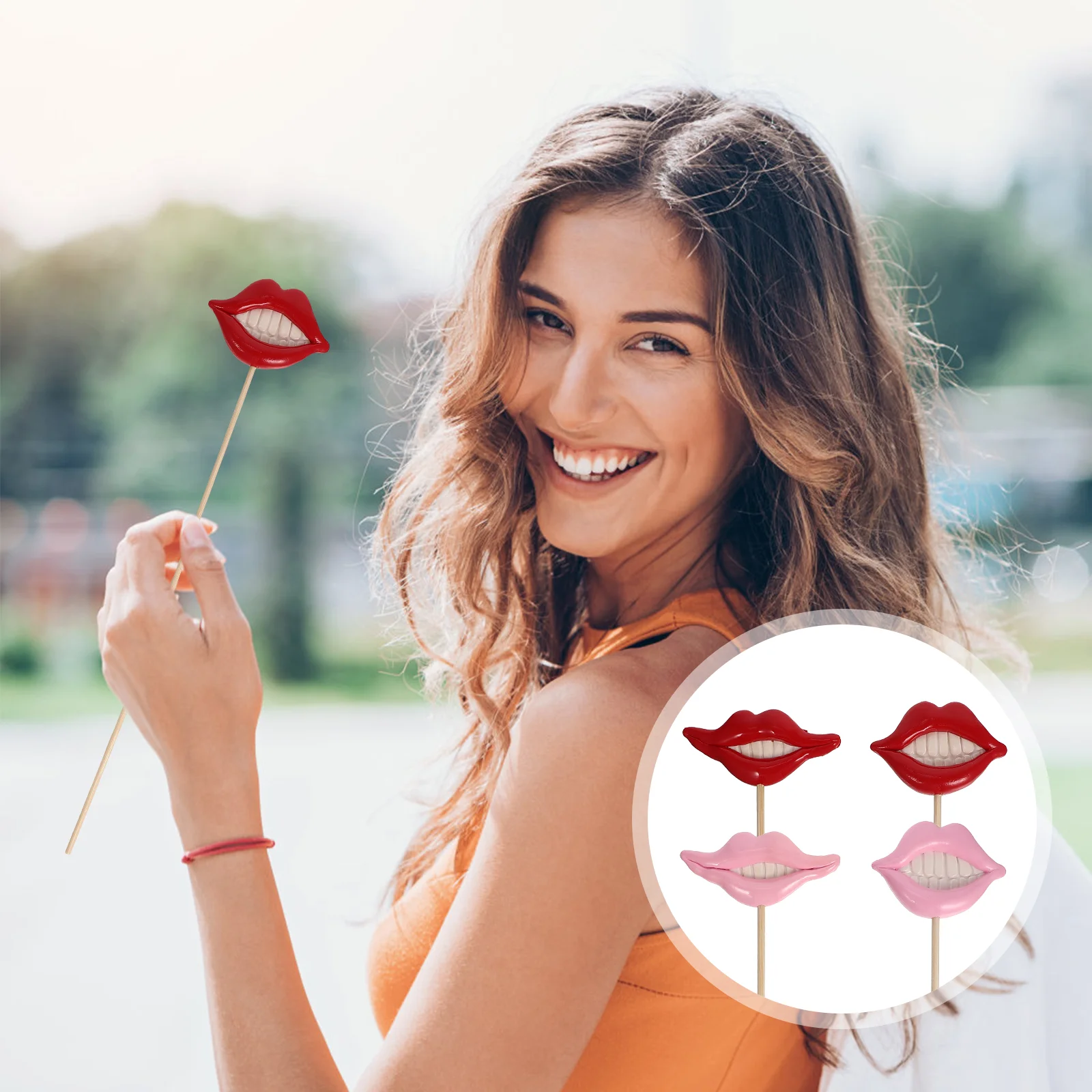 4 Pcs Lips Photo Props Booth Funny Party Selfie Birthday Going Graduation Mouth Christmas