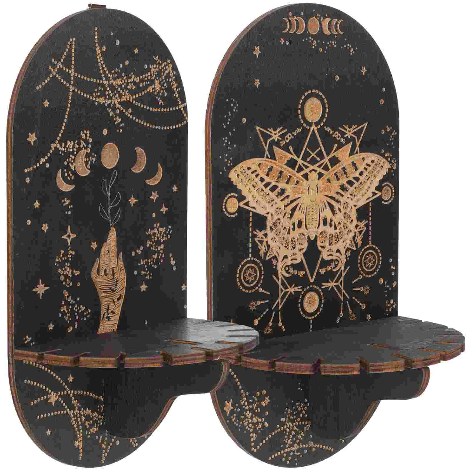 

Wooden Decorative Wall Crystal Display Shelf Bohemian Style Crystal Stand Mysterious Display Stand Delicate Display Holder