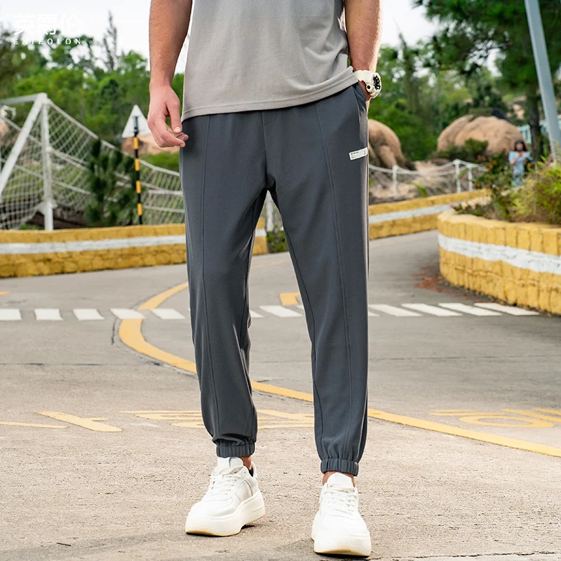 

Yingjuelun Lightweight Cropped For Men's Summer Drape Casual Straight And Versatile Loose Leg Pants, Tapered Pants