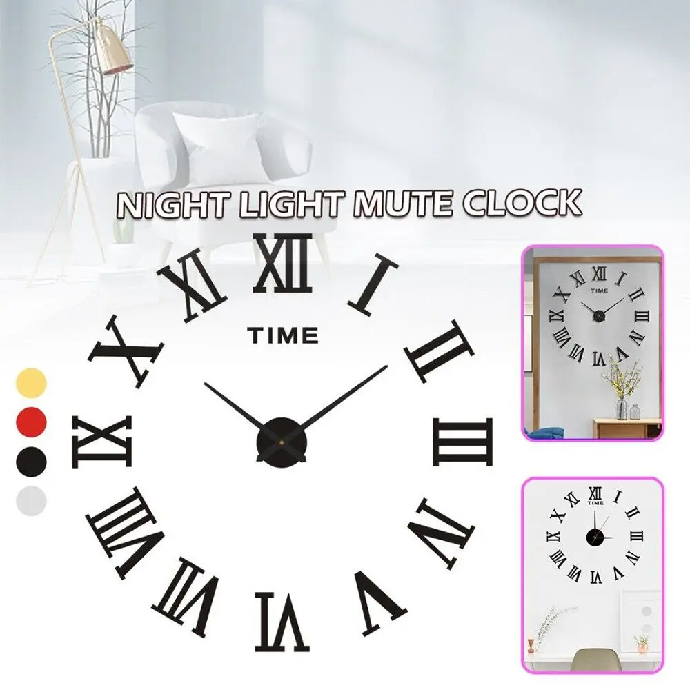 Art Roman Numerals Office Room Mirror Surface Wall Clock Acrylic Sticker Wall Sticker