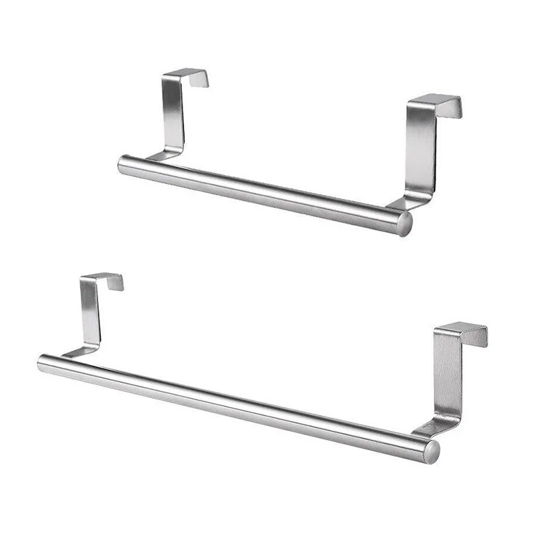 Punch-free Stainless Steel Towel Rack Bathroom Single Bar Towel Bar Kitchen Rack Cabinet Door Frame Pendant Storage