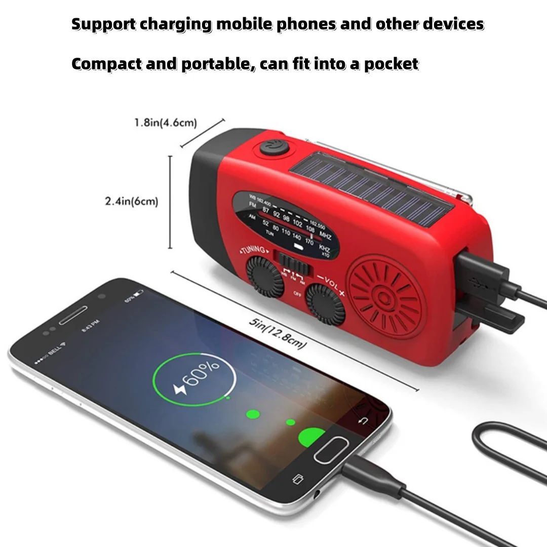 Portable Hand Crank Emergency Radio with Flashlight and Phone Charger
