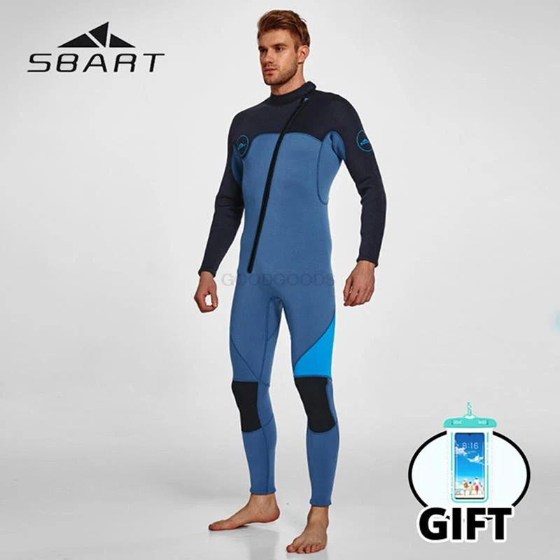 SBART 3mm Men Wetsuit Long Sleeve Fission Wetsuit 1 Pieces of Neoprene