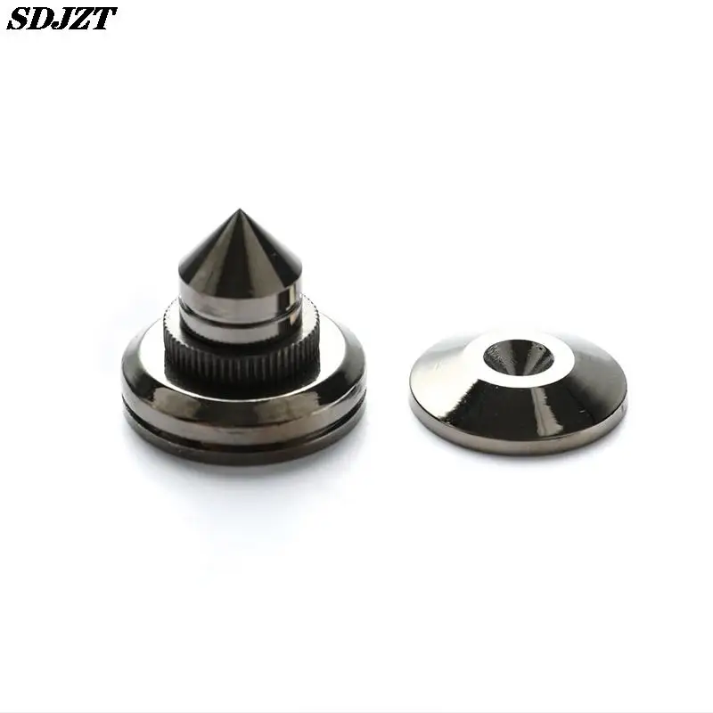 30x27mm 스피커 스탠드 피트 발 패드 4 개, 순수 구리 실버 라우드 스피커 박스 스파이크 콘 바닥 못 M28 x 26