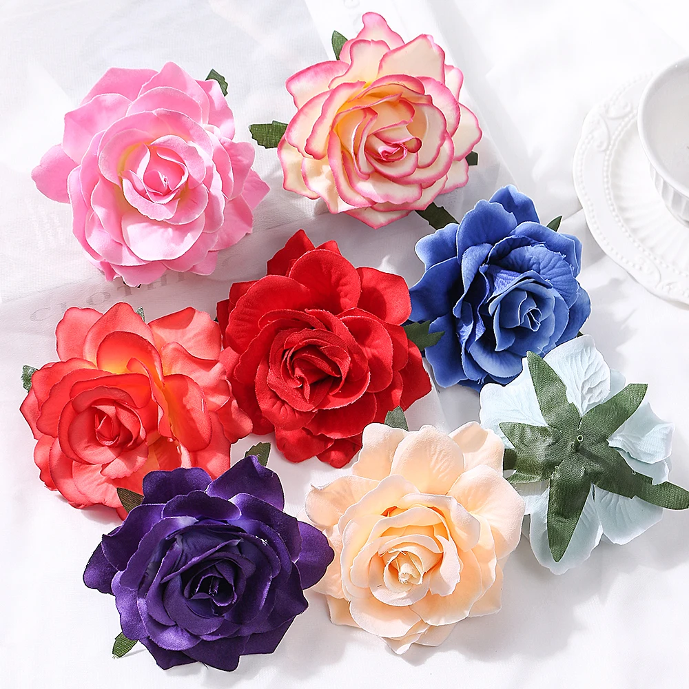 5pcs 10cm große Rose künstliche Blumen Köpfe Seide gefälschte Blumen für Wohnkultur Ehe Hochzeit Dekoration DIY Girlande Zubehör – Detail 10