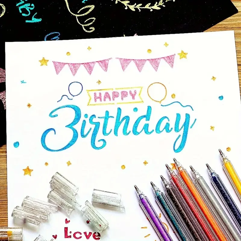Glitter Gel Pens Set Quick-Drying Metallic Ink Fine Point for Drawing Book Doodling Art Marking with Storage Case 12-36pcs