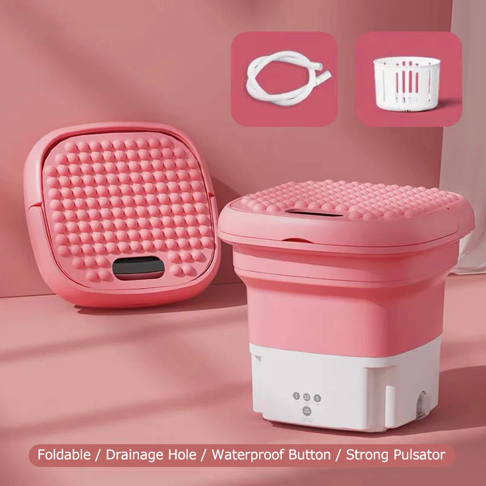 Washing Machine Small Household Folding Portable Automatic Ultrasonic Forward and Reverse Pulsator Elution Dual Purpose Imitatio