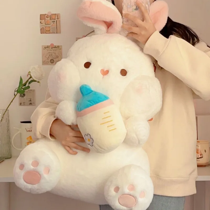 Kawaii Rabbit Plush Toys Adorable Bottle Bunny Dolls Stuffed Pillow Soft Animal Cushion Girls Kids Birthday Christmas Gifts