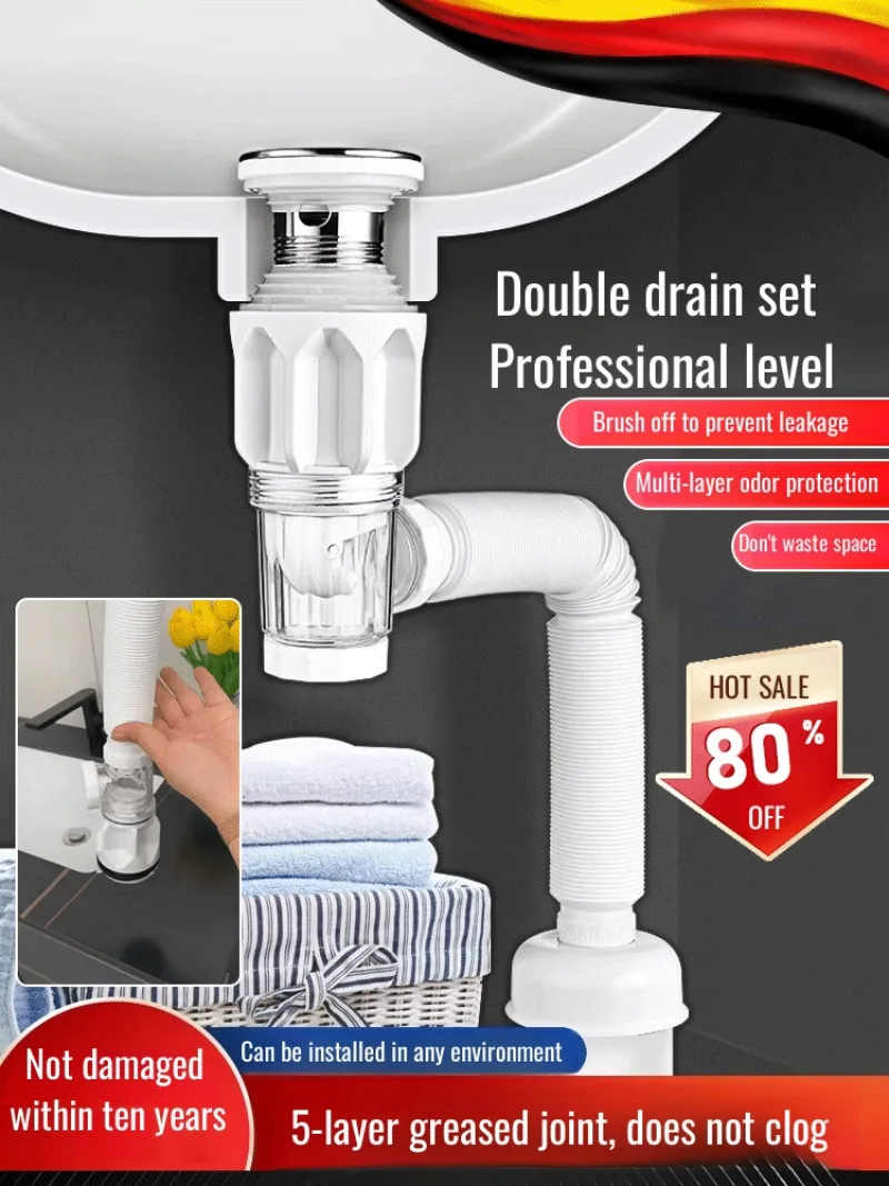 Flexible Sink Drain Pipe Antiodor drain set