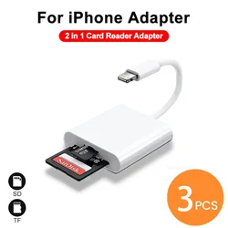 Dual Slot Lightning Flash Card Reader for iPhone/iPad, Compatible with Memory and Mini SD Cards (3pcs iPhone 2 in1)
