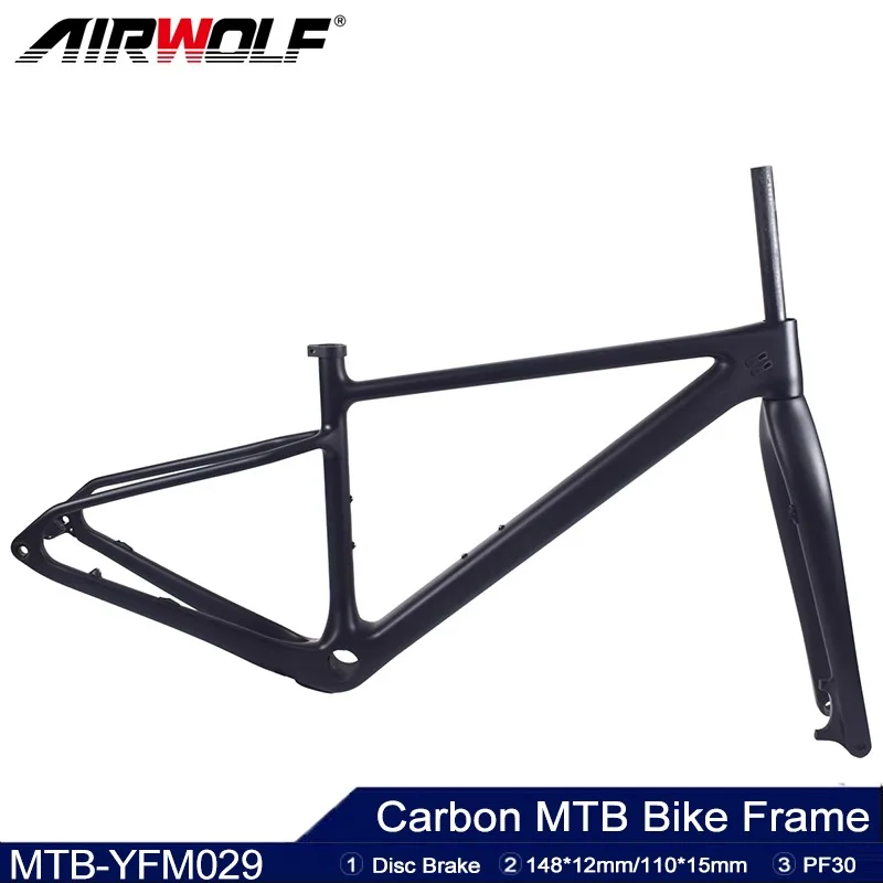 

Airwolf T1000 Carbon Mountain Bicycle Frame 29ER Boost with PF30 148*12/110*15 Thru Axle XC Hardtail Frame and Fork