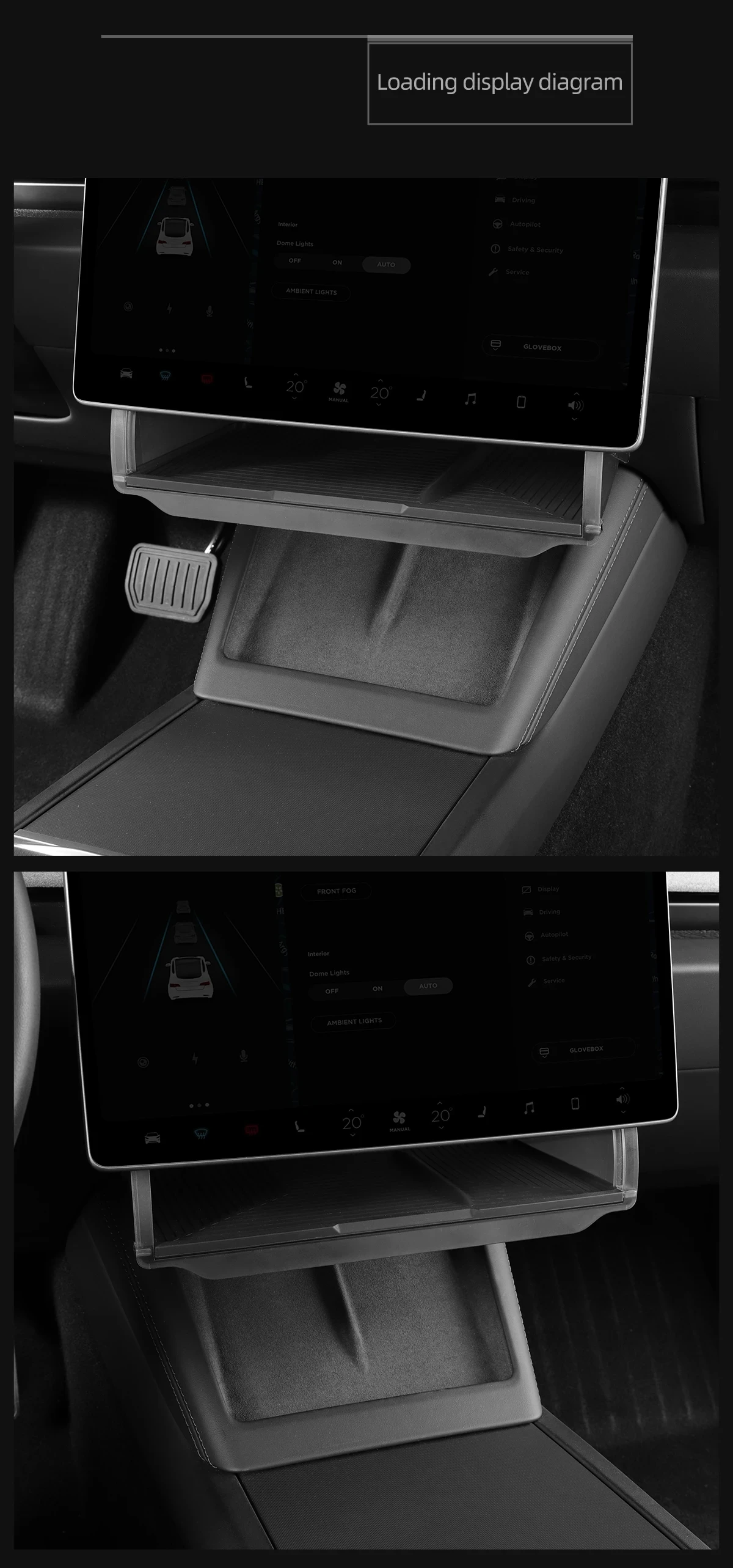For Tesla Model Y Juniper 2026 Model 3 Highland 2025 Under-Screen Hidden Storage Box Behind Screen Center Console Organizer Case