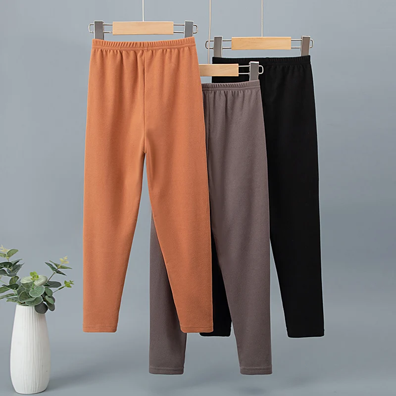 Children's autumn and winter solid color pants boys and girls comfortable warm pajamas home pants soft