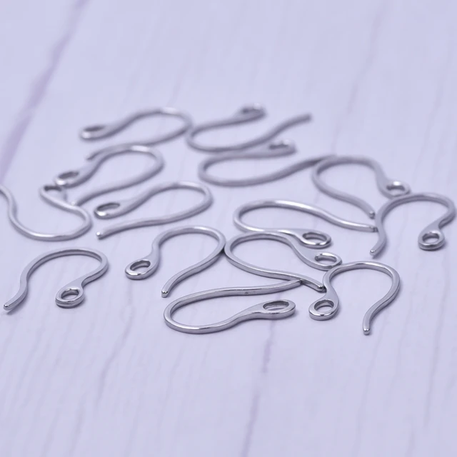 20pcs/Lot Silver Color Earring Wires With Ear Hook Stainless Steel