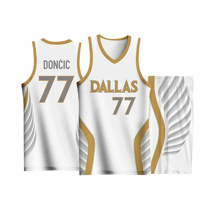 Hot Sale Of The Season Edition Luka Doncic 77 Basketball Uniform Men's Game Training Suit Sports Wear Durable Comfortable