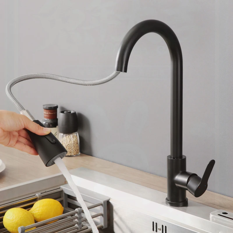 Kitchen Faucet Cold Hot Water Mixer Crane Tap Sprayer Stream Rotation Sink Tapware Wash For Kitchen Pull Out Multifunctional