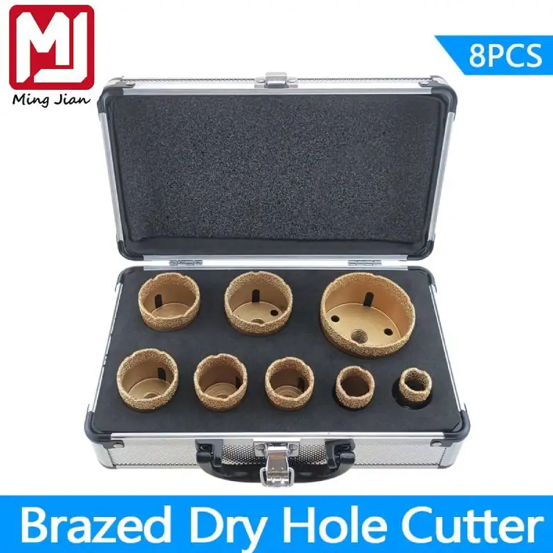 8 Pcs Dry Drill M14 Thread Brazing Hole Saw Set Porcelain Tiles Crowns Granite Marble vitrified