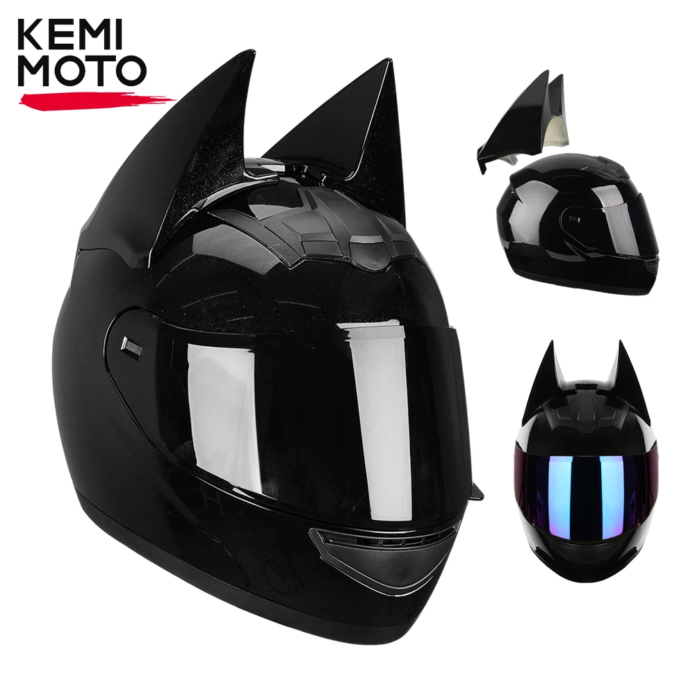 Helmets Motorcycle Bat Horn Head Motorcross Ears Helmet Full Face Motor