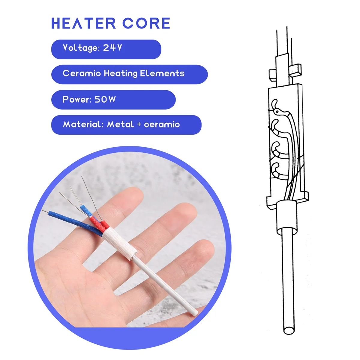 2Pcs A1321 Ceramic Heating Elements 24V 50W Heater Core for HAKKO 936 937 8586 Soldering Iron Saike Soldering Station 5