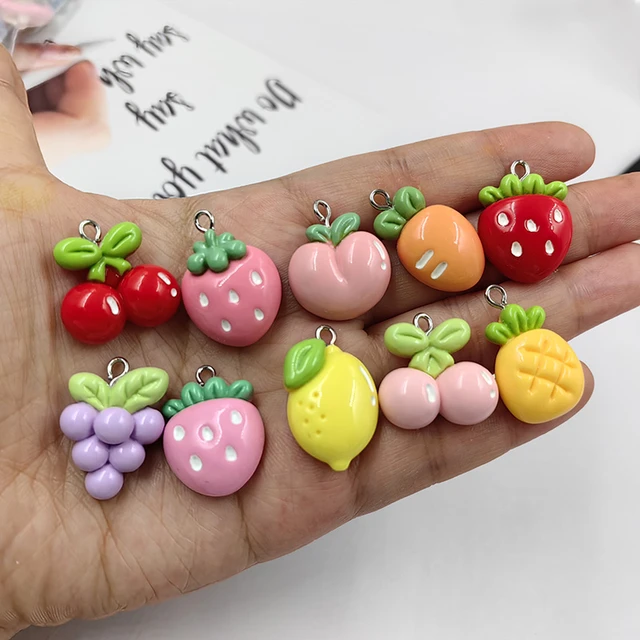 10Pcs Kawaii Animals Rabbit Charms for Jewelry Making Findings Cute Fruit  Strawberry Earring Keychain Pendant DIY